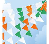 Guirlande de fanions étanches en polyéthylène vert, blanc et orange de 40 m - Décoration de défilé de la Saint-Patrick - Drapeaux de fête nationale irlandaise - Décoration festive pour jardin, rue,