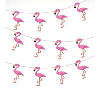 Guirlande de fanions flamants roses - 12 pièces/ruban de 2,5 m