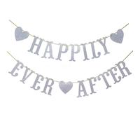 Guirlande de fanions paillet s Happy Ever After pour d corations de f te de fian ailles, de mariage, de douche nuptiale (argent)