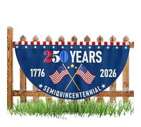 Guirlande de fanions pour 250e anniversaire - Décoration en forme d'éventail - Panneau patriotique 1776-2026 - 0,5 x 0,9 m - Pour jardin, clôture, maison, garage, balcon, maison, extérieur