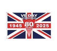Guirlande de fanions pour 80e anniversaire de mariage 2025 VE Day 80e anniversaire de mariage Ve Day Ve Day 10 m de long Ve Flag NTf289 (violet, taille unique)