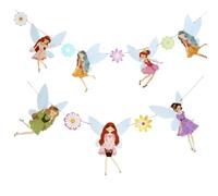 Guirlande de Fanions Princesse,Guirlande de Fleurs Papier pour Fête,Bannière Anniversaire Fille avec Motifs Fleurs, Décoration Fête Féerique Suspendue pour Anniversaire,Baptême