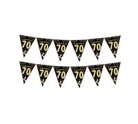 Guirlande de fanions triangulaires noirs et dorés pour fête d'anniversaire, accessoires de photographie pour adultes et adolescents