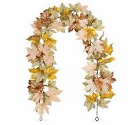 Guirlande de Feuilles d’Érable Artificielles pour Décoration d’Automne | Rameau Flexible aux Couleurs Naturelles et Récolte, pour Cheminée, Porte, Table, Escalier, Halloween et Thanksgiving(Yellow)