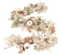 Guirlande de Feuilles d'automne | Guirlande Blanche d'automne 1,8 m | Décoration pour intérieur, Cour, Bureau, Portail, fenêtre, Thanksgiving