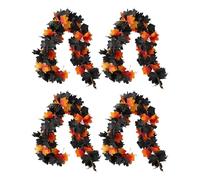 Guirlande de Feuilles d'Automne | Guirlande d'Érables Décorations Automnales pour Intérieur | Lot de 4 Éléments de Décoration pour Fête Halloween Cheminée Mariage Intérieur Extérieur Porte Jardin Cour