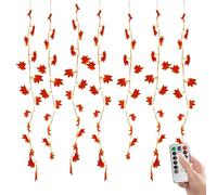 Guirlande de feuilles d'automne USB pour patio, décoration saisonnière avec minuterie et 8 modes, éclairage décoratif pour l'application de chambre à coucher