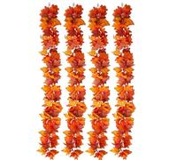 Guirlande de Feuilles d'Érable, 4 Pièces Guirlandes Décoratives Faux Thanksgiving, Décoration de Récolte Résistante aux Intempéries pour Entrée Mur Balcon Jardin Extérieur Fenêtre