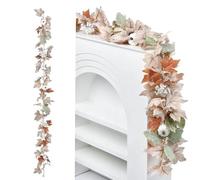 Guirlande de feuilles d'érable artificielles de 1,8 m pour Halloween, guirlande de baies de citrouille, vigne d'automne à suspendre, guirlande de feuillage artificiel, cheminée d'Halloween, cheminée