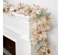 Guirlande de feuilles d'érable artificielles pour décoration de Noël, A-utumn M-aples, citrouille, baie, G-arland, Thanksgiving, Halloween, cheminée