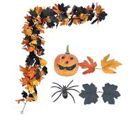 Guirlande de feuilles d'érable - Couronne de porte d'Halloween - Décorations de vigne aux couleurs d'automne - Une décoration saisonnière au style vintage pour décorer votre dessus de table