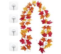 Guirlande de feuilles d'érable - Guirlande de feuilles d'automne artificielles | Thanksgiving et Noël | Couronne d'automne | Panneau de porte d'entrée | Cheminée intérieure et extérieure et décoration