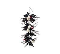 Guirlande de feuilles d'érable noir Guirlande de fleurs Maison hantée Halloween Artificiel Hanging Case Feuilles Décors Décoration avec baie