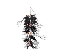 Guirlande de feuilles d'érable noires avec citrouille, fantôme, baie, Halloween, feuilles d'automne à suspendre, pour décoration de fête à la maison