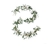 Guirlande de feuilles d'olivier 180 cm de verdure artificielle pour décorer les rampes d'escalier, les cheminées et les tables avec des éléments réalistes en soie et baies