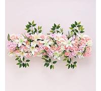 Guirlande de fleurs artificielles en soie pour mariage et décoration de la maison - 1 m - Arrangement rose, lys et hortensia
