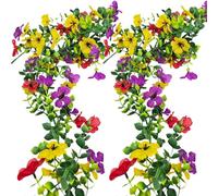 Guirlande de fleurs artificielles pour la décoration, 2 pièces 5,9 pieds résistant aux UV Fausse soie fleur plante de fleur suspendue pour jardin domestique en plein air cérémonie de mariage Arc mur
