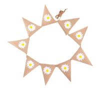 Guirlande de fleurs bannière - 500 cm, drapeau triangulaire en lin, décoration en tissu rustique à motif marguerite, ornement de fête réutilisable à suspendre | Drapeaux 17 x 12 cm pour anniversaire,