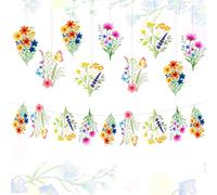 Guirlande de Fleurs Printemps Fleur bannière de fête Papier Fleurs Sauvages décorations de fête bannière de Fleurs pour Mur Anniversaire Printemps Jardin Mariage arrière-Plan intérieur extérieur