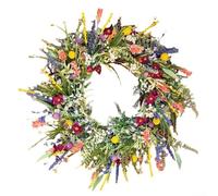 Guirlande de fleurs séchées artificielles, couronne de fleurs sauvages pour porte d'entrée, accents de maison de printemps