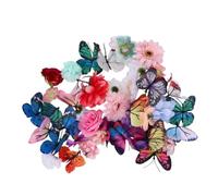 Guirlande de Fleurs Suspendue avec Papillons Mélangés | Décoration polyvalente pour événements, Composants en tissu et papier réutilisables, Arrangements de suspension