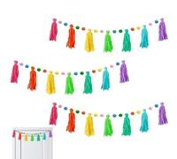 Guirlande De Franges Décorations De Fête | Lot de 3 Guirlandes Bohème Multicolores pour Salle de Classe,Décoration Saisonnière pour Maternelle Crèche École Bibliothèque,Mur Porte École Bibliothèque Cl