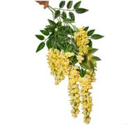 Guirlande de glycines artificielles avec anatomie détaillée et tiges vertes flexibles pour suspension murale et centre de table personnalisable (jaune)