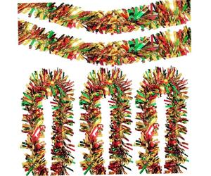 Guirlande de guirlandes, 5 pièces de 79 Pouces Long, Guirlande métallique torsadée Rouge Vert dorée à Suspendre, pour Les décorations du Mois l'histoire Noire du dix-neuvième Mois