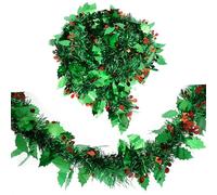 Guirlande de houx verte à suspendre pour décoration intérieure et extérieure - 2 m