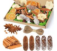 Guirlande de l'Avent décorative de Noël - 46 Accessoires - Tranches d'orange séchées, tranches de Pommes, bâtons de Cannelle