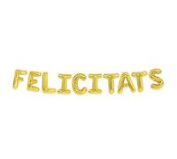 Guirlande de lettres avec 10 ballons en aluminium pour anniversaire, couleur or, 41 cm « Felicitats ». Ballons d'anniversaire, décoration de fête d'anniversaire, guirlande ballons d'anniversaire.