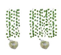 Guirlande de lierre artificiel en rotin vert - Guirlande lumineuse LED alimentée par USB - Pour fête de mariage, Noël, vacances, terrasse, décoration