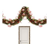 Guirlande de Noël - 5 mètres de décoration festive | Couronnes de Noël pour porte d'entrée - pour garde-corps d'escaliers, maison, salon, mur, porte d'entrée, patio, jardin, cour et vacances d'hiver