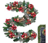 Guirlande de Noël à LED - Rotin en PVC de 2,7 m, décoration extérieure imperméable, lumières LED, décoration festive, couronne épaisse de verdure, décorations de pièce maîtresse intérieure et extérieu