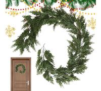 Guirlande de Noël Apparence Naturelle - Décoration Végétale Artificielle Verte | Décoration Fausse Couronne 1.9 M pour Rassemblement Mur Activités Holidaires Extérieur Intérieur Hiver Manteau Table