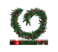 Guirlande de Noël artificielle avec boules pommes de pin et baies 2,7m rouge/vert