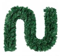 Guirlande de Noël artificielle de 270 cm avec lames en PVC vert pour les vacances, longue guirlande de Noël flexible pour maison, jardin, fête de mariage, couronne de porte festive (A)