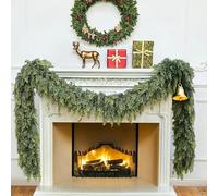 Guirlande de Noël artificielle verte de 1,8 m pour cheminées, escaliers, fenêtres, guirlandes d'intérieur et d'extérieur pour Noël