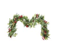Guirlande de Noël avec éclairage, 2,7 m, 30 LED, guirlande de feuilles d'eucalyptus artificielle, guirlande de feuilles d'eucalyptus, décoration de Noël, guirlande d'extérieur pour escaliers, cheminée