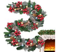 Guirlande de Noël avec lumières - Couronne lumineuse de Noël réaliste - Guirlande décorative légère pour fenêtre, extérieur, intérieur, mur, porte, passage