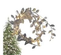 Guirlande de Noël avec lumières, guirlande lumineuse | de feuilles décoratives pour la maison - Décoration LED en rotin doré de 6,6 pieds pour cheminée, table de chambre à coucher, décoration pe