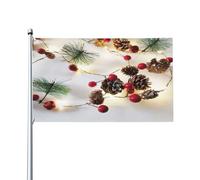 Guirlande de Noël avec lumières imprimées, drapeau de jardin, bannière décorative extérieure, pelouse, maison, terrasse et mur