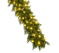 Guirlande de Noël avec lumières - Réutilisable et pliable avec minuteur, guirlande de fleurs de vigne - Couronne de Noël - pour fenêtre, clôture, porche, arche, cheminée, salle de te