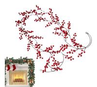 Guirlande de Noël | Baies rouges pour décoration d'intérieur - Couronne d'hiver synthétique pour cheminée, cheminée, fenêtre, porte, escalier, arbre, jardin, cour, salon, ferme, vacances