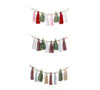 Guirlande de Noël bohème à franges faite à la main pour décoration de cheminée, de cheminée, bannière de vacances en corde de coton pour la maison (A+B+C)