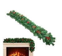Guirlande de Noël - Décoration en rotin synthétique de 2,7 m, Couronne de Vigne Artificielle avec Baies Rouges | Décoration réaliste pour la Maison, la Table, la cheminée, l'extérieur, Les
