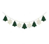 Guirlande de Noël Décoration Suspendue Forêt Flocon de Neige Sapin | Guirlande suspendue de style forêt faite à la main avec un design en crochet texturé pour la décoration(A)