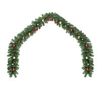 Guirlande de Noël décorée de boules de 10 m en PVC vert avec 900 branches, 4 cm et 6 cm, boules de Noël rouges et dorées pour l'intérieur et l'extérieur, décoration de Noël festive pour décorer les