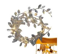Guirlande de Noël éclairée, guirlande de Noël avec lumières | de feuilles décoratives pour la maison | Décoration guirlande en rotin LED or de 6,6 pieds pour la décoration de la cour de la graisse