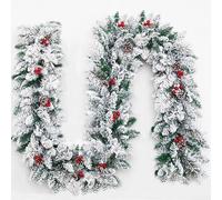 Guirlande De Noël En Neige Floquée PVC Flexible Longueur 1.2M À 2.7M | Aspect enneigé réaliste ambiance festive installation pour facile aucune outil nécessaire différentes tailles